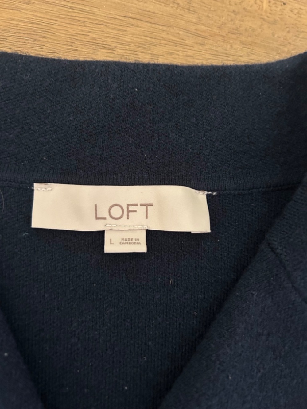 LOFT Navy Double Breasted Sweater, Size L - Picture 3 of 6